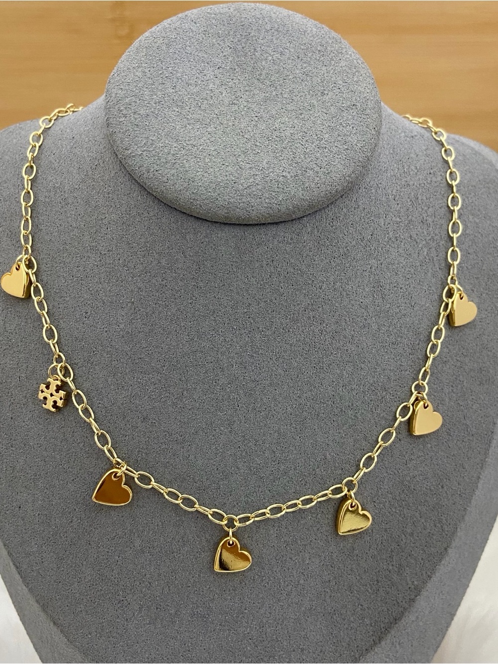Tory Burch Gold Heart Charm Link Necklace